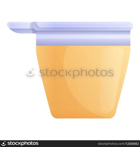 Juice plastic cup icon. Cartoon of juice plastic cup vector icon for web design isolated on white background. Juice plastic cup icon, cartoon style