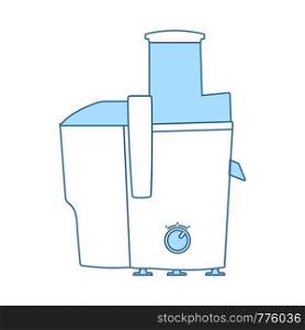 Juicer Machine Icon. Thin Line With Blue Fill Design. Vector Illustration.
