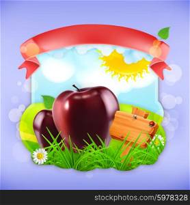 Juicy apples, vector label design