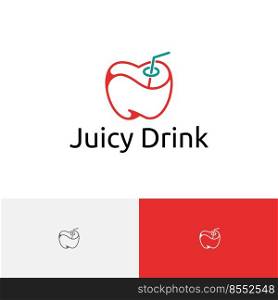 Juicy Drink Apple Fruit Juice Monoline Logo