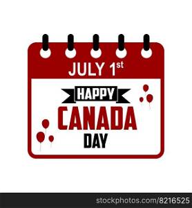 July 1 calendar page for canada day vector image