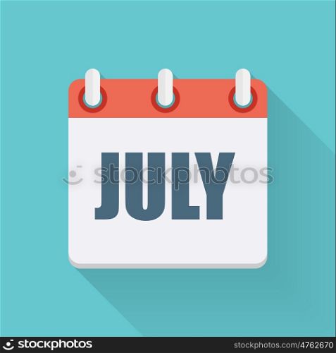 July Dates Flat Icon with Long Shadow. Vector Illustration EPS10. July Dates Flat Icon with Long Shadow. Vector Illustration