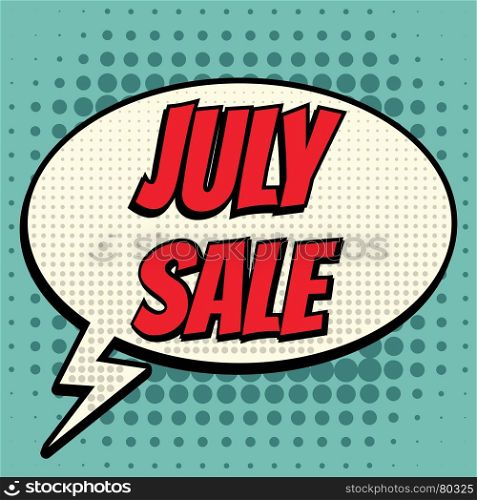 July sale comic book bubble text retro style