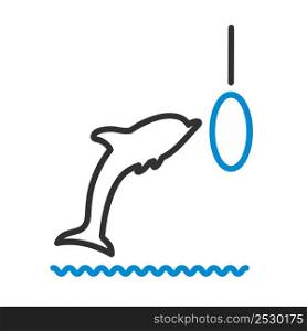 Jump Dolphin Icon. Editable Bold Outline With Color Fill Design. Vector Illustration.