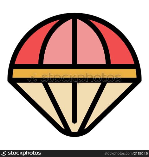 Jump parachute icon. Outline jump parachute vector icon color flat isolated. Jump parachute icon color outline vector