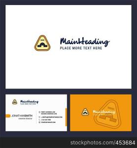 Jump road sign Logo design with Tagline & Front and Back Busienss Card Template. Vector Creative Design