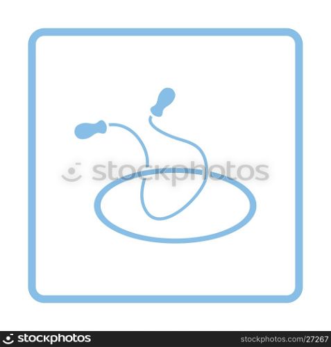 Jump rope and hoop icon. Blue frame design. Vector illustration.