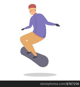 Jump snowboard icon cartoon vector. Sport child. Family travel. Jump snowboard icon cartoon vector. Sport child