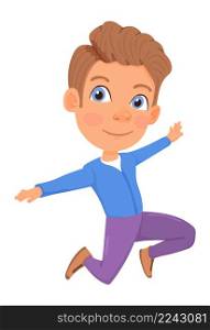 Jumping boy. Kid jump. Happy cartoon character isolated on white background. Jumping boy. Kid jump. Happy cartoon character