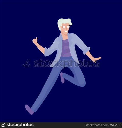 Jumping character in various poses. Happy positive young men rejoicing, happiness, freedom, motion people concept.. Jumping character in various poses. Happy positive young men or women rejoicing together, happiness, freedom