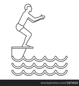 Jumping in a pool icon. Outline illustration of jumping in a pool vector icon for web. Jumping in a pool icon, simple style