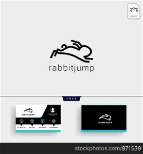 jumping rabbit or bunny logo template vector illustration and business card design. jumping rabbit or bunny logo template and business card