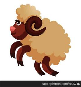 Jumping ram icon. Cartoon of jumping ram vector icon for web design isolated on white background. Jumping ram icon, cartoon style
