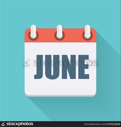 June Dates Flat Icon with Long Shadow. Vector Illustration EPS10. June Dates Flat Icon with Long Shadow. Vector Illustration