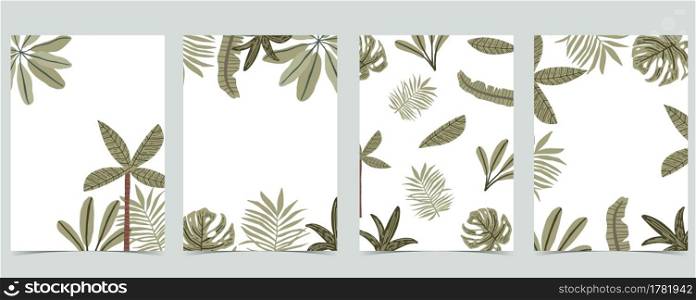 jungle background collection with banana leaf and palm