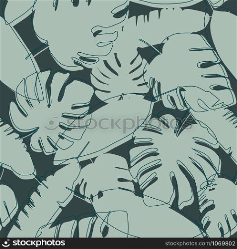 Jungle leaves seamless pattern. Tropical leaf wallpaper. Design for printing, textile, fabric, fashion, interior, wrapping paper Vector illustration. Jungle leaves seamless pattern. Tropical leaf wallpaper.