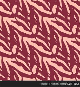 Jungle plants leaves seamless pattern on pink background. Vintage style tropical leaf wallpaper for fabric design, textile print, wrapping paper, cover. Fashion vector illustration. Jungle plants leaves seamless pattern on pink background. Vintage style tropical leaf wallpaper