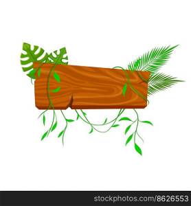 jungle wooden signboard cartoon. game forest, plant board, panel liana interface jungle wooden signboard vector illustration. jungle wooden signboard cartoon vector illustration