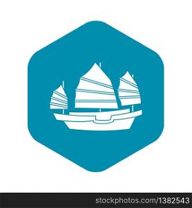 Junk boat icon. Simple illustration of junk boat vector icon for web. Junk boat icon, simple style