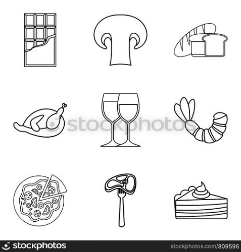 Junket icons set. Outline set of 9 junket vector icons for web isolated on white background. Junket icons set, outline style