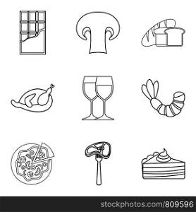 Junket icons set. Outline set of 9 junket vector icons for web isolated on white background. Junket icons set, outline style