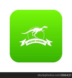 Jurassic raptor icon green vector isolated on white background. Jurassic raptor icon green vector