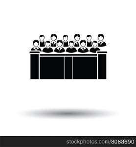 Jury icon. White background with shadow design. Vector illustration.