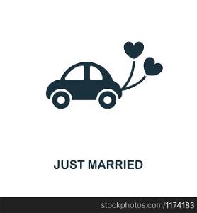 Just Married creative icon. Simple element illustration. Just Married concept symbol design from honeymoon collection. Can be used for mobile and web design, apps, software, print.. Just Married creative icon. Simple element illustration. Just Married concept symbol design from honeymoon collection. Perfect for web design, apps, software, print.