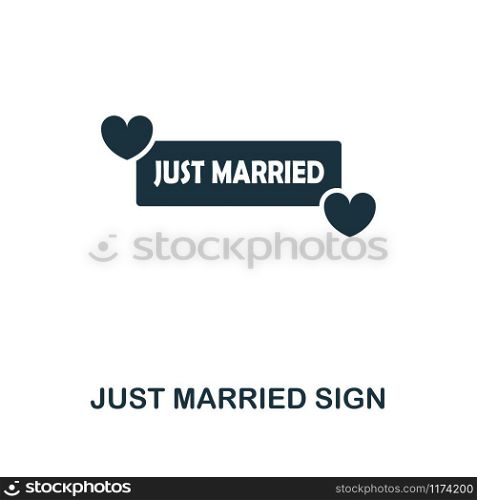 Just Married Sign creative icon. Simple element illustration. Just Married Sign concept symbol design from honeymoon collection. Can be used for mobile and web design, apps, software, print.. Just Married Sign creative icon. Simple element illustration. Just Married Sign concept symbol design from honeymoon collection. Perfect for web design, apps, software, print.