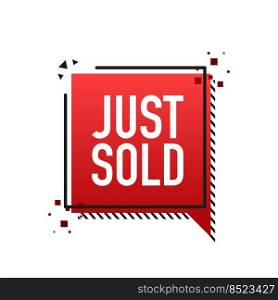 Just sold red label on white background. Vector illustration.. Just sold red label on white background. Vector illustration