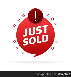 Just sold red label on white background. Vector illustration.. Just sold red label on white background. Vector illustration