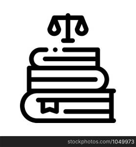 Justice Books Law And Judgement Icon Vector Thin Line. Contour Illustration. Justice Books Law And Judgement Icon Vector Illustration