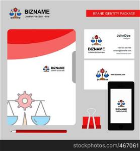 Justice Business Logo, File Cover Visiting Card and Mobile App Design. Vector Illustration