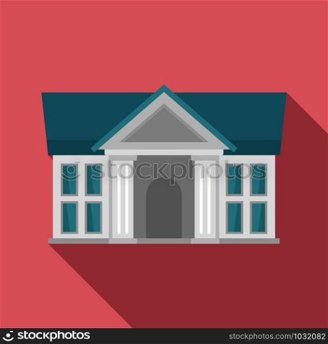 Justice court building icon. Flat illustration of justice court building vector icon for web design. Justice court building icon, flat style