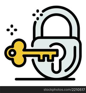 Justice padlock key icon. Outline justice padlock key vector icon color flat isolated. Justice padlock key icon color outline vector