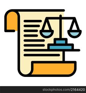 Justice paper balance icon. Outline justice paper balance vector icon color flat isolated. Justice paper balance icon color outline vector
