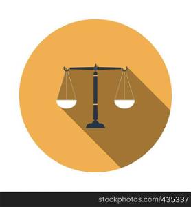 Justice scale icon. Flat Design Circle With Long Shadow. Vector Illustration.