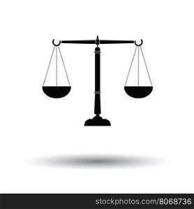 Justice scale icon. White background with shadow design. Vector illustration.