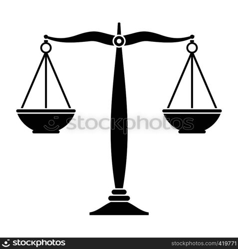 Justice scales black icon. Simple black symbol on a white background. Justice scales black icon