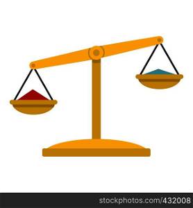 Justice scales icon flat isolated on white background vector illustration. Justice scales icon isolated