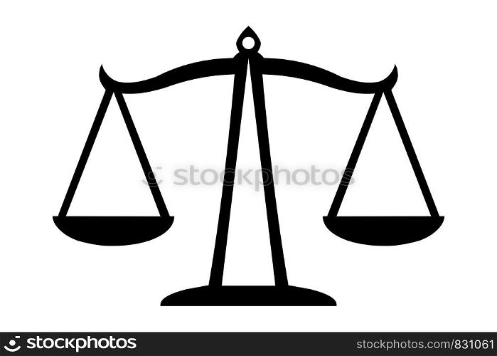Justice scales icon. Law balance symbol. Vector illustration EPS10. Justice scales icon. Law balance symbol.Vector illustration