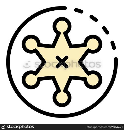 Justice star icon. Outline justice star vector icon color flat isolated. Justice star icon color outline vector