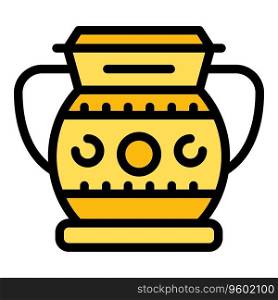 Justice vase greek icon outli≠vector. Roman palace. Ancient temp≤color flat. Justice vase greek icon vector flat