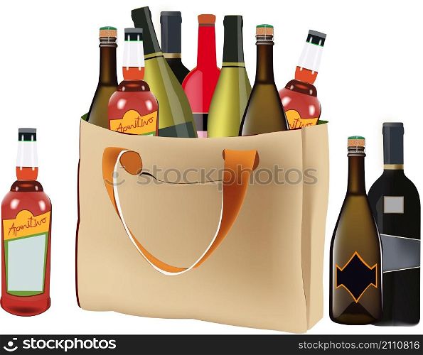 jute bag with vegetables and bottles. jute bag with vegetables and bottles jute bag with vegetables and bottles