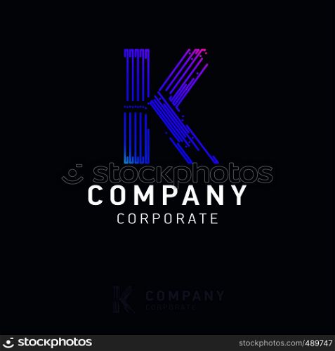 K company logo design with visiting card vector