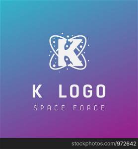k initial space force logo design galaxy rocket vector in gradient background - vector. k initial space force logo design galaxy rocket vector in gradient background