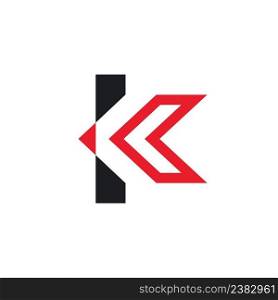 k Letter arrow icon  Template Vector concept design Illustration