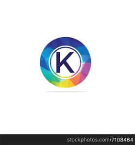 K Letter colorful logo in the hexagonal. Polygonal letter K