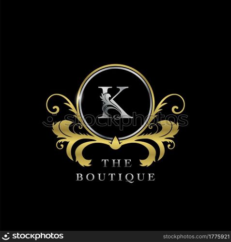 K Letter Golden Circle Luxury Boutique Initial Logo Icon, Elegance vector design concept for luxuries business, boutique, fashion and more identity.