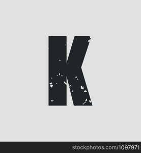 K letter grunge style simple design. Vector eps10